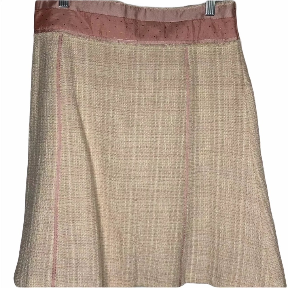 Zara Womens Tweed Skirt Size 8 Flax Linen Pink